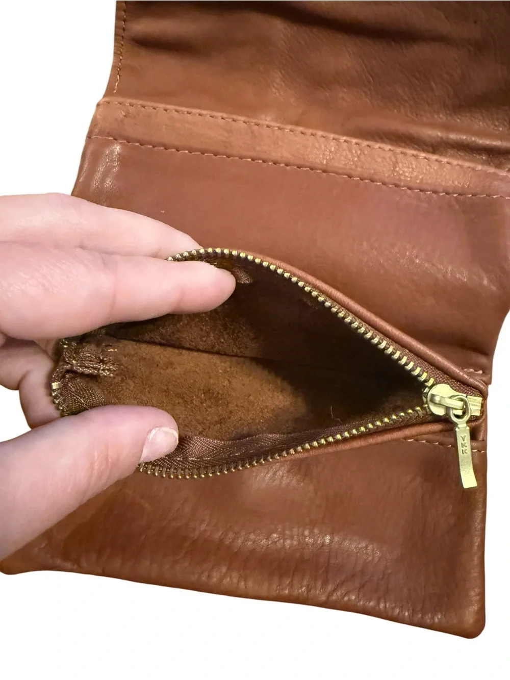Vintage Victoria leather Classic Brown Leather Fold-Over Clutch